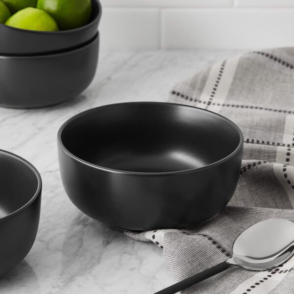 Matte Black Stoneware Bowl, 21.1 oz